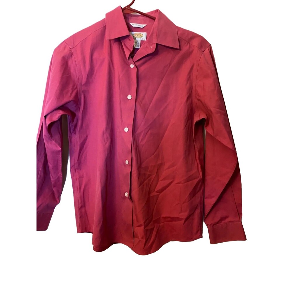 Talbots Wrinkle Resistant Women's Small Petite Pink Button Shirt Top Office 4P